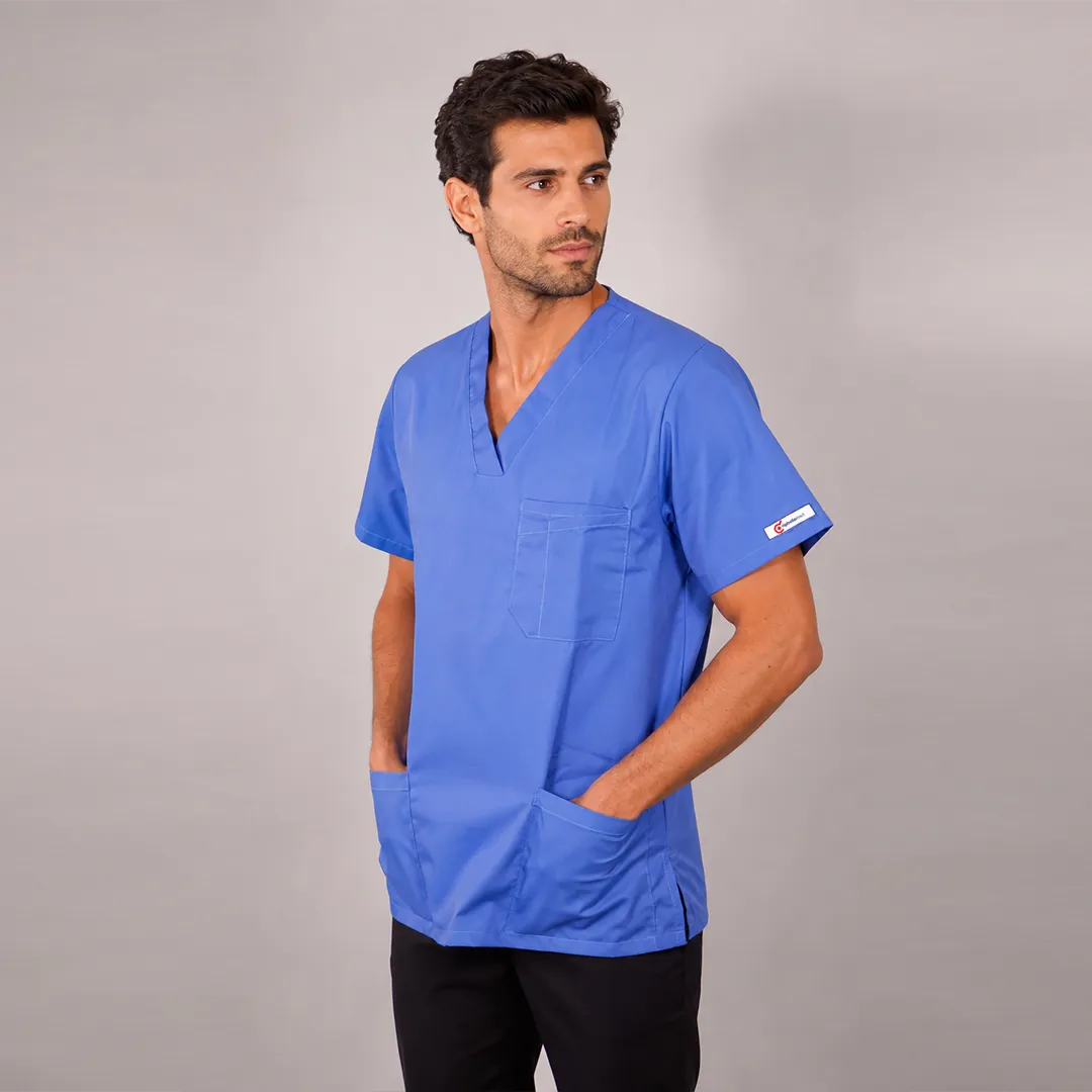 Delantal hombre tela poplin - Celeste. Art. 603