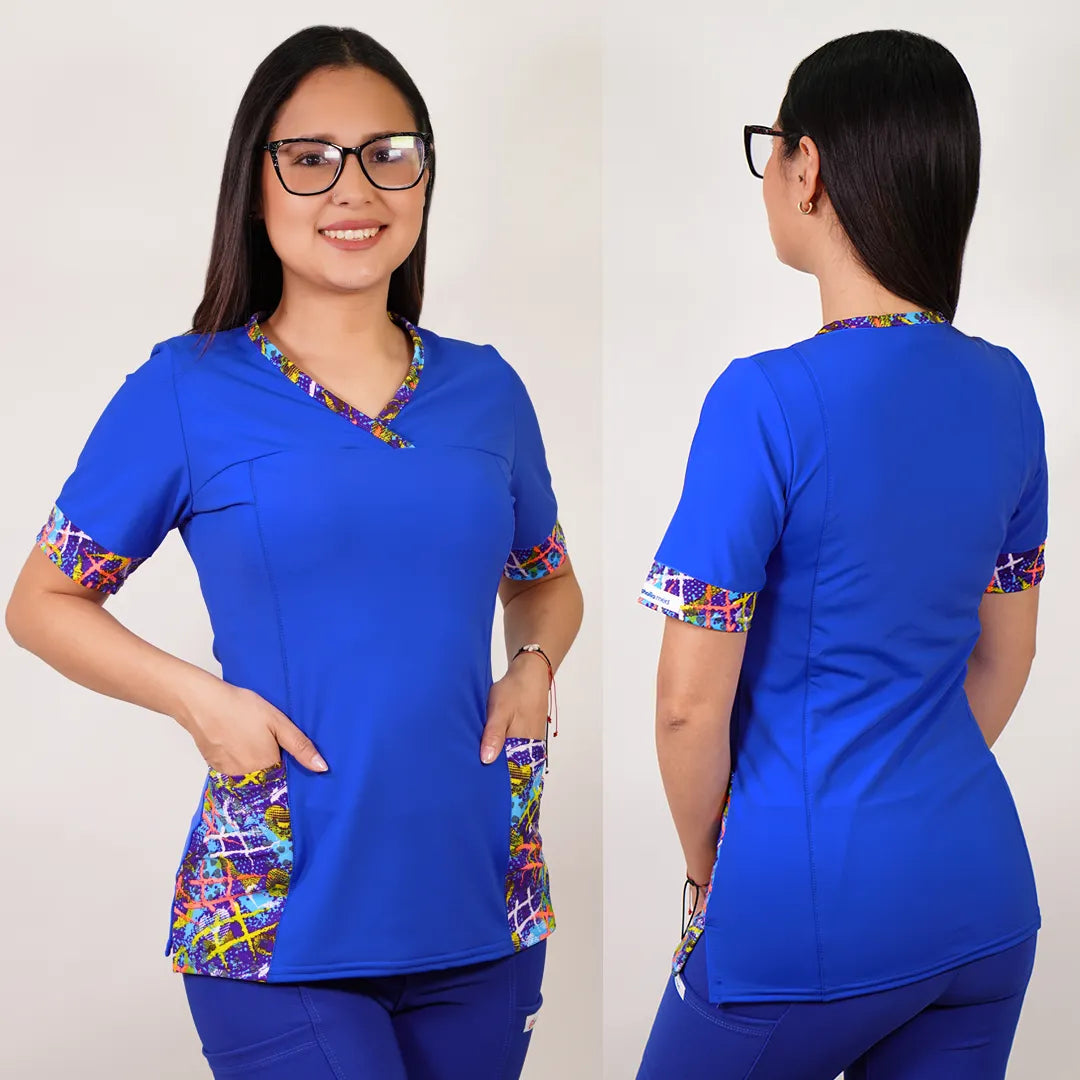 Delantal Mujer tela elasticada. Azul Rey - Art. 102-3