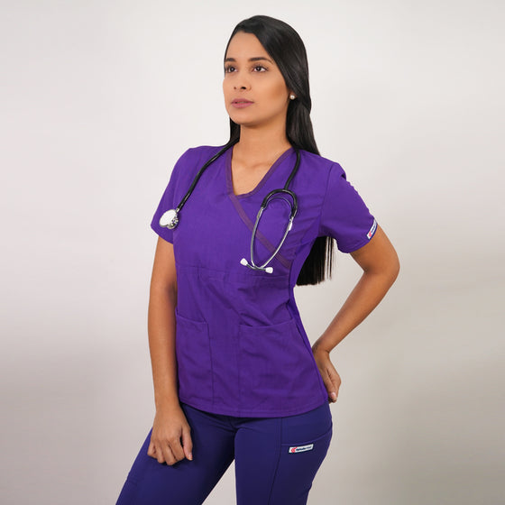 Delantal Mujer tela poplin. Morado - Art. 2094