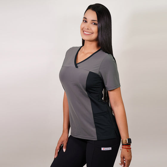 Delantal Mujer tela elasticada C/aplic. lisa al costado. combina con Gris y con Negro - Art. 2161
