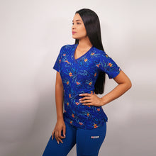  Delantal Mujer tela elasticada estampada. Combina con Azul Rey - Art. 2225