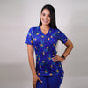 Delantal Mujer tela elasticada estampada. Combina con Azul Rey - Art. 2225