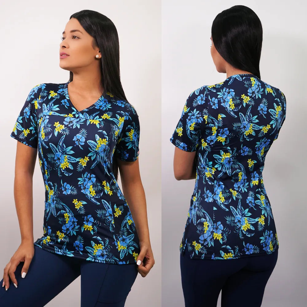 Delantal Mujer tela elasticada estampada. Combina con Azul Marino - Art. 2229