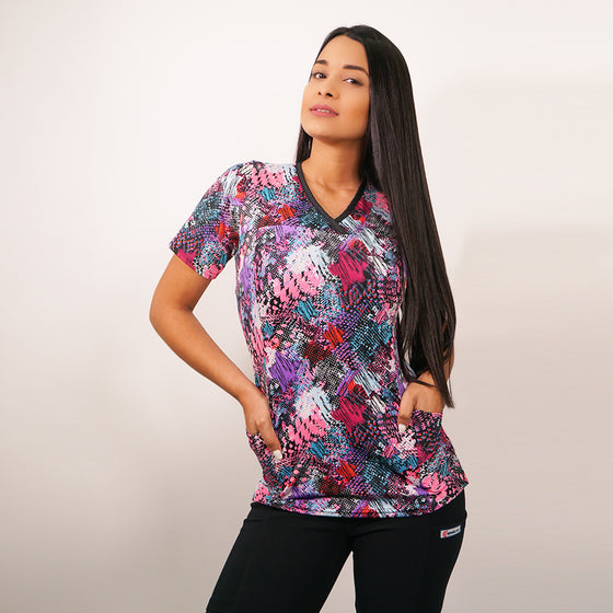 Delantal Mujer tela elasticada estampada. Combina con negro - Art. 2238