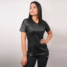  Delantal Mujer tela elasticada estampada. Negro - Art. 2276