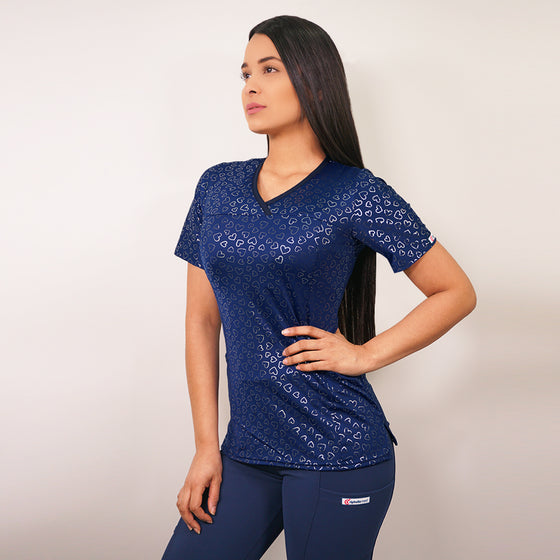 Delantal Mujer tela elasticada estampada. Combina con Azul Marino - Art. 2278