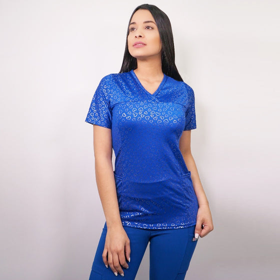 Delantal Mujer tela elasticada estampada. Combina con Azul Rey - Art. 2301