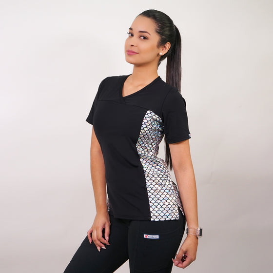 Delantal Mujer tela elasticada estampada. Combina con Negro - Art. 2329