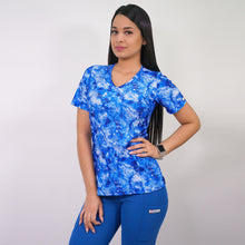  Delantal Mujer tela elasticada estampada. Combina con Azul Rey - Art. 2338