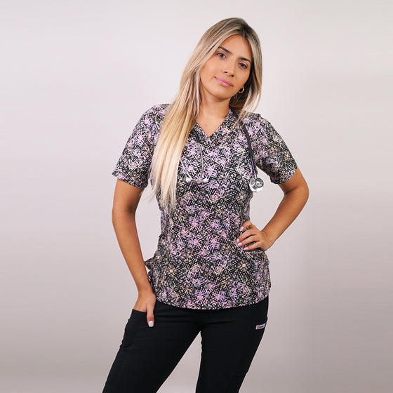 Delantal Mujer tela elasticada estampada. Combina con Negro - Art. 2339