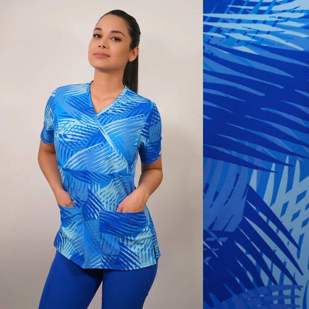 Delantal Mujer tela Anti fluidos estampada. Combina con Azul Rey - Art. 2381