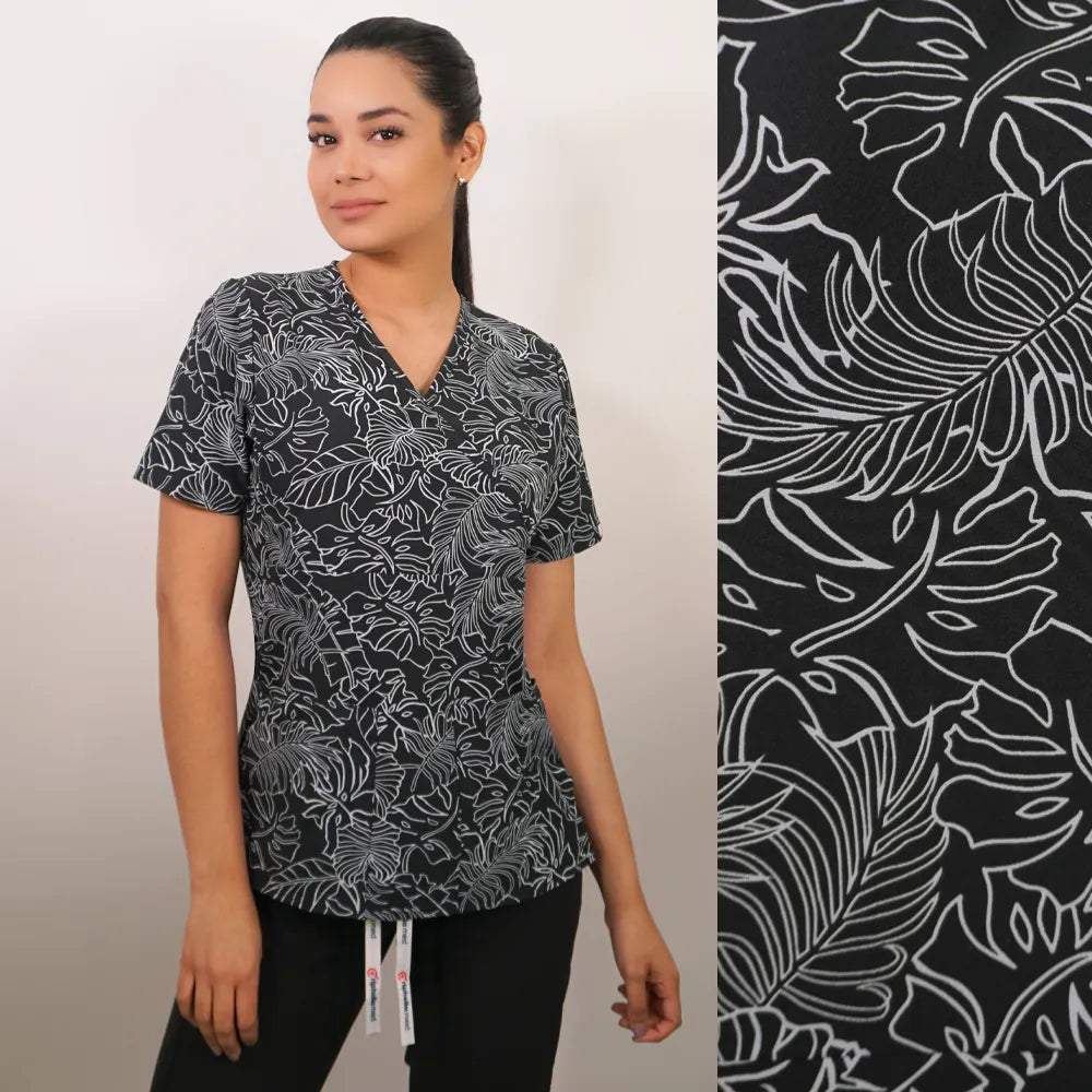 Delantal Mujer tela Anti fluidos estampada. Gris - Art. 2384