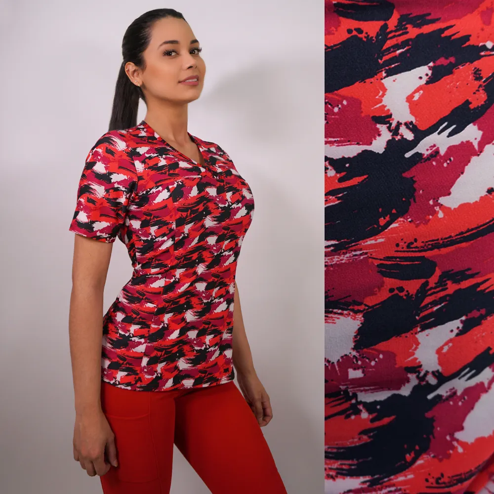 Delantal Mujer tela elasticada estampada. Combina con Rojo - Art. 2395