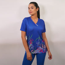  Delantal Mujer tela elasticada estampada. Combina con Azul Rey - Art. 2448