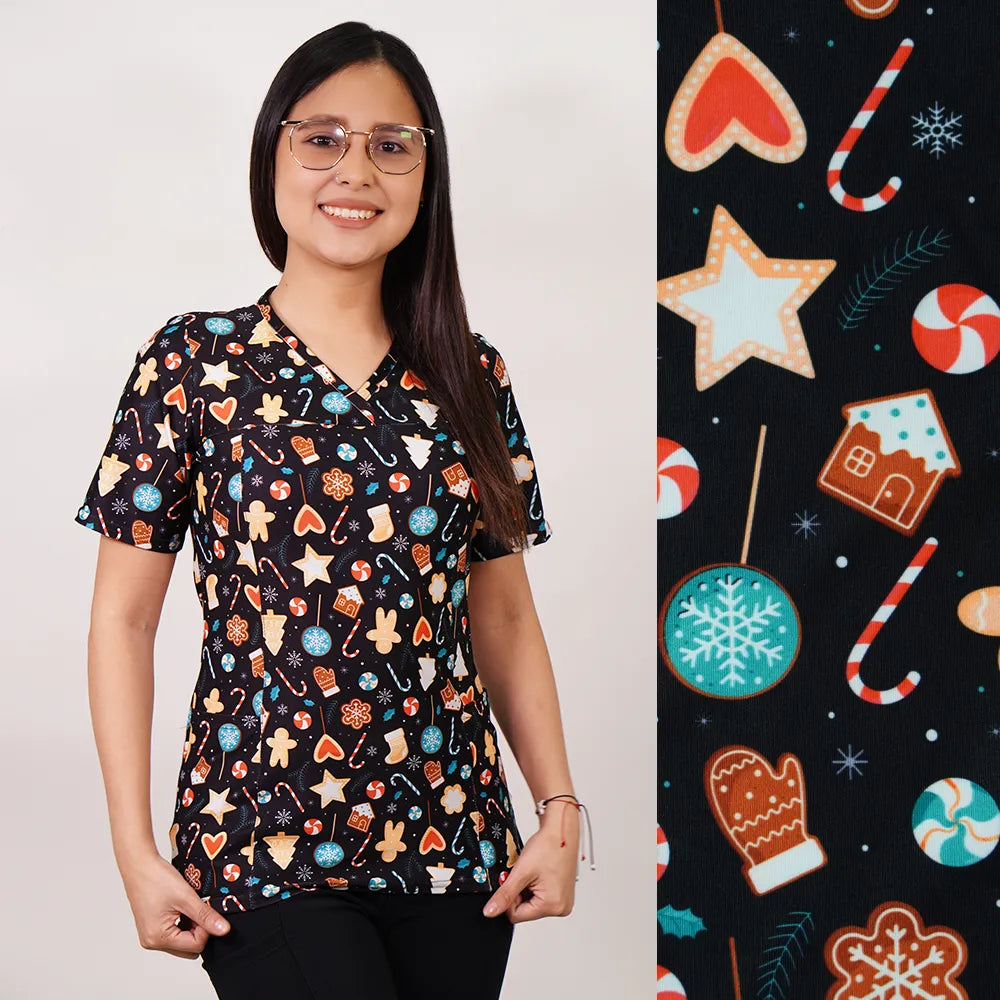Delantal Mujer tela elasticada. Negro. Navidad - Art. 2483