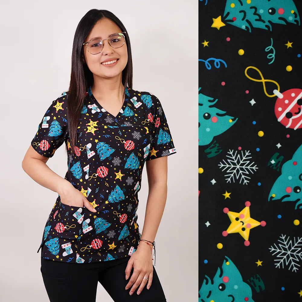 Delantal Mujer tela elasticada. Negro. Navidad - Art. 2484