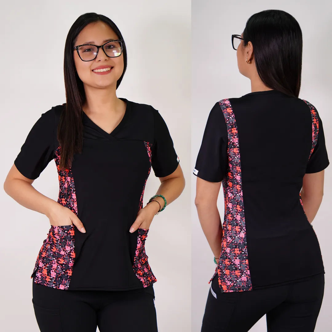 Delantal Mujer tela elasticada estampada. Combina con Negro - Art. 2488