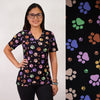 Delantal Mujer tela elasticada estampada Patitas. Combina con Negro - Art. 2493