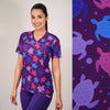 Delantal Mujer tela elasticada estampada Tortuga. Combina con Morado - Art. 2497