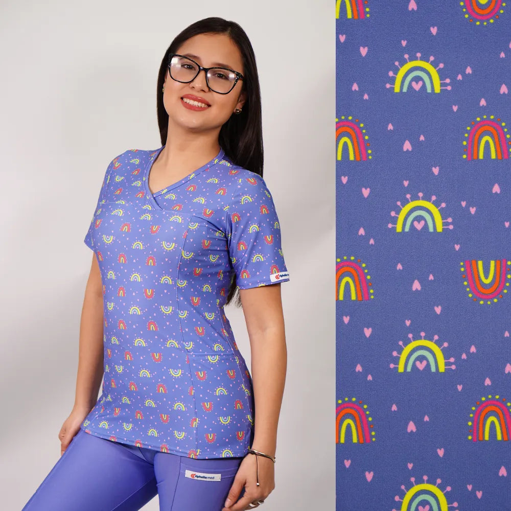 Delantal Mujer tela elasticada estampada. Combina con Celeste - Art. 2500