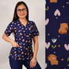 Delantal Mujer tela elasticada estampada Capibara. Combina con Azul Marino - Art. 2501