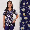 Delantal Mujer tela elasticada estampada Animalitos. Combina con Azul Marino - Art. 2504