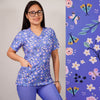 Delantal Mujer tela elasticada estampada Mariposas. Combina con Celeste - Art. 2505