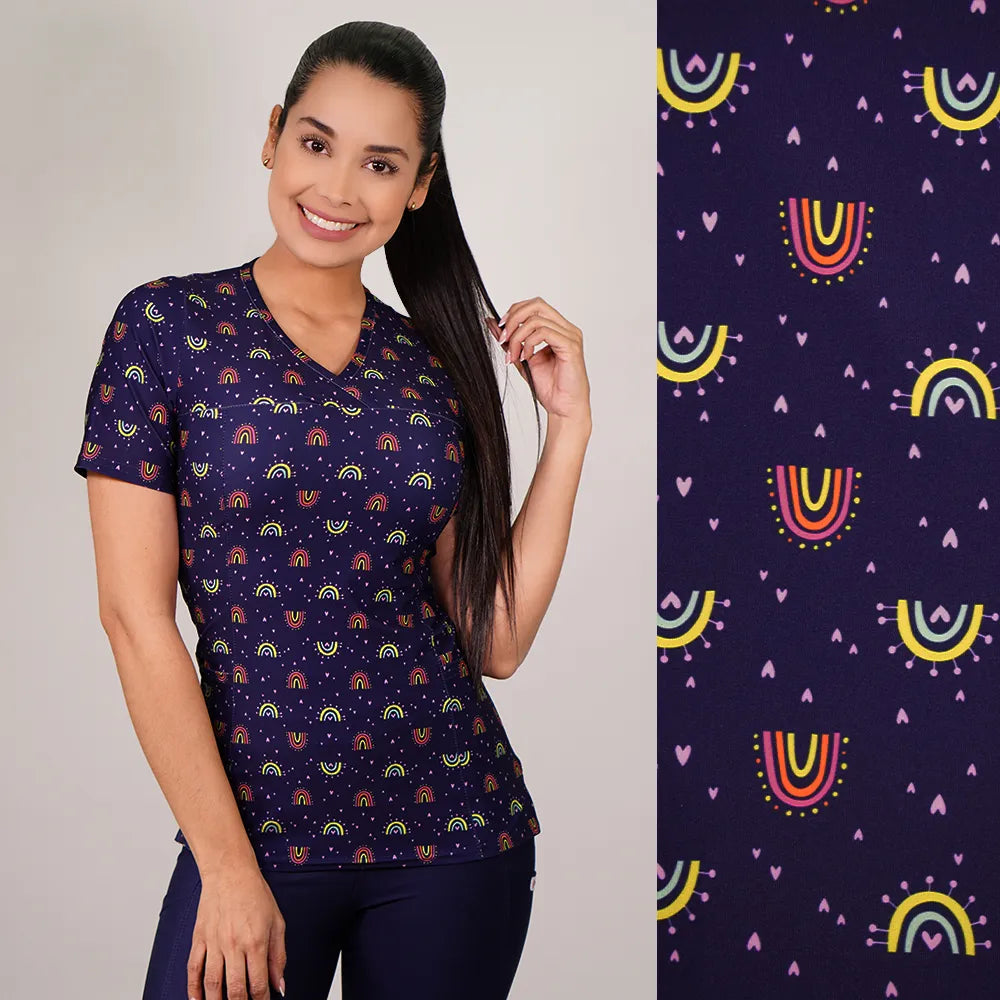 Delantal Mujer tela elasticada estampada. Combina con Azul Marino - Art. 2518