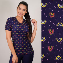  Delantal Mujer tela elasticada estampada. Combina con Azul Marino - Art. 2518