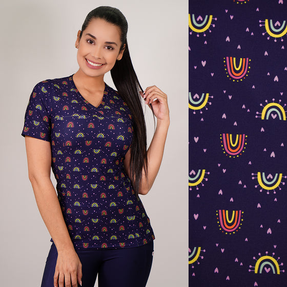 Delantal Mujer tela elasticada estampada. Combina con Azul Marino - Art. 2518