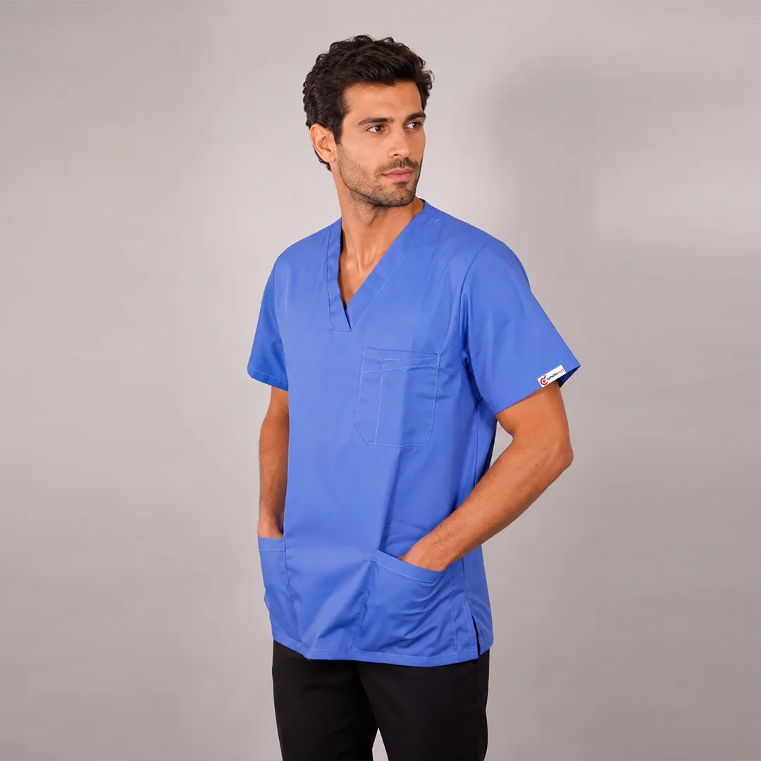 Delantal hombre tela poplin - Celeste. Art. 603