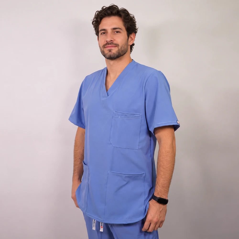 Delantal hombre tela Anti fluidos. Celeste- 640