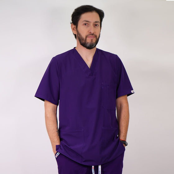 Delantal hombre tela antifluidos. Morado - Art. 650-A