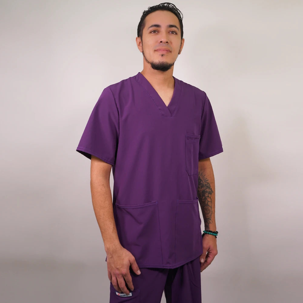 Delantal hombre tela Anti fluidos. Morado- 650