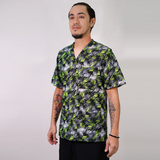 Delantal elasticado hombre tela estampada. Combina con Negro. Art. 656