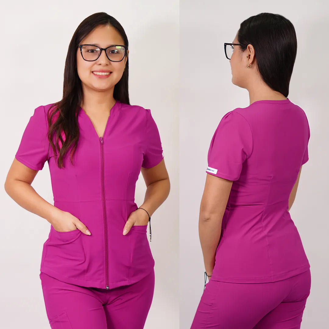 Delantal Mujer anti fluidos Azalea con cierre. Fucsia - Art. AZALEA-13