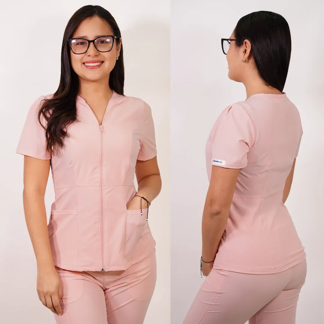 Delantal Mujer anti fluidos Azalea con cierre. Palo Rosa - Art. AZALEA-16