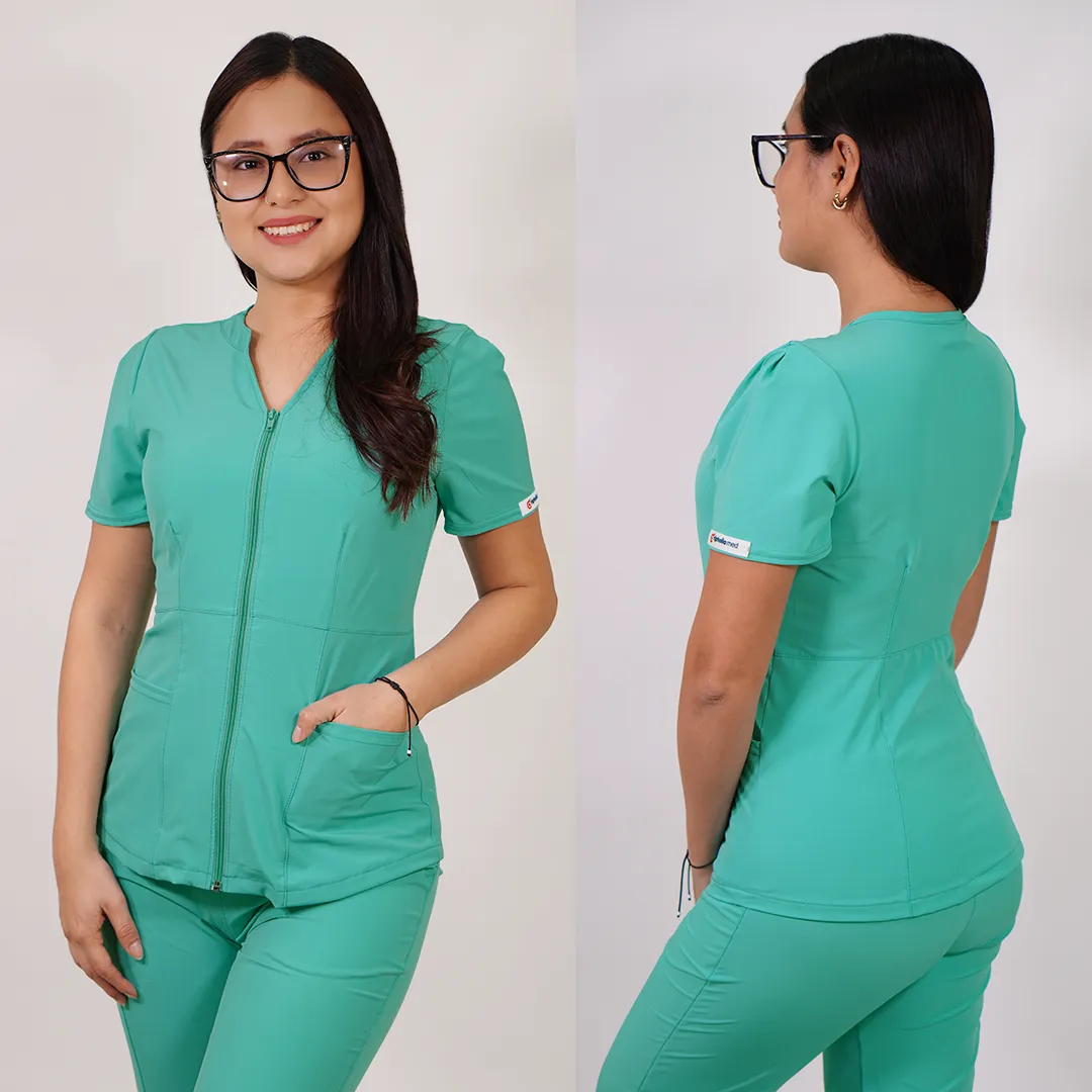 Delantal Mujer anti fluidos Azalea con cierre. Verde pastel - Art. AZALEA-17
