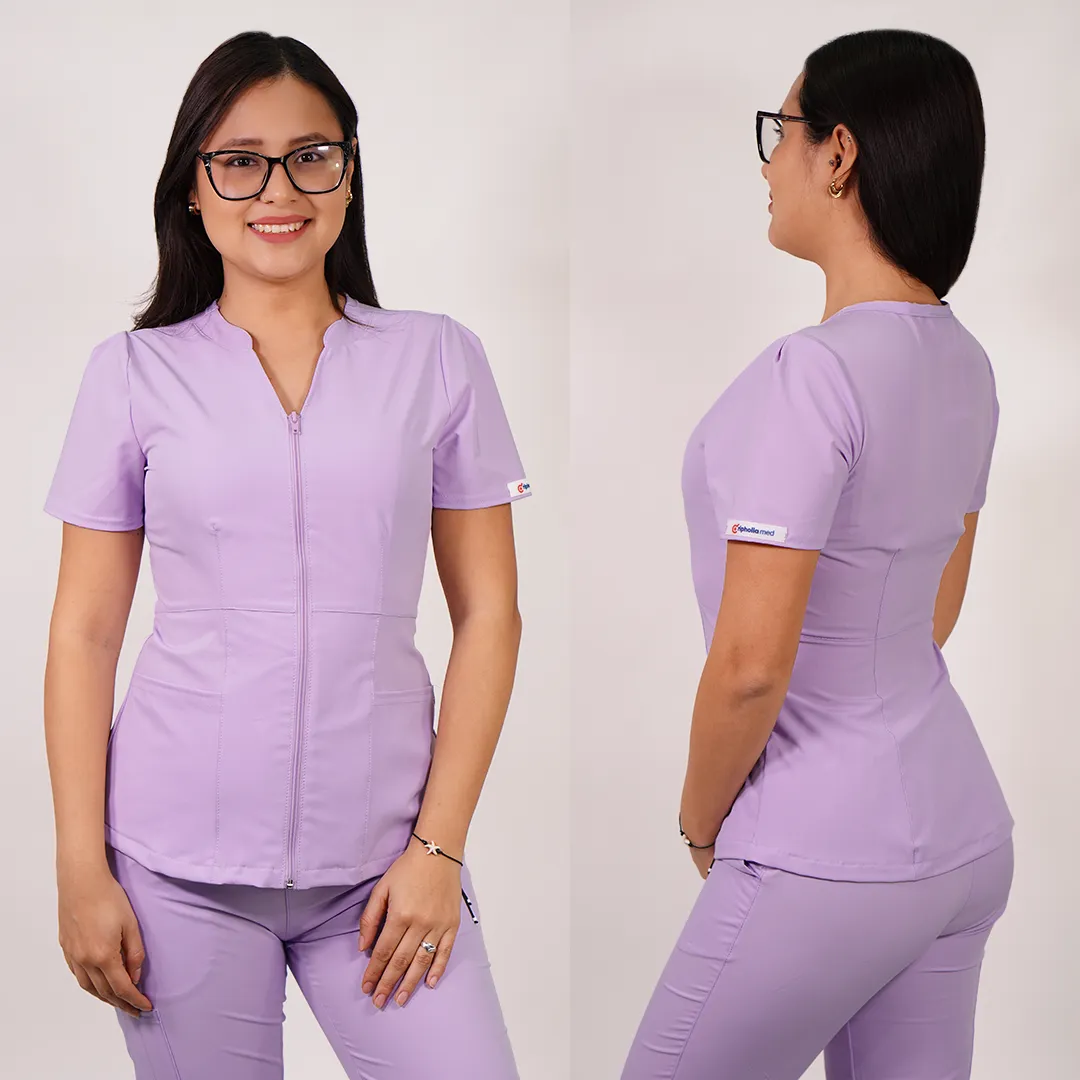 Delantal Mujer anti fluidos Azalea con cierre. Lila - Art. AZALEA-18