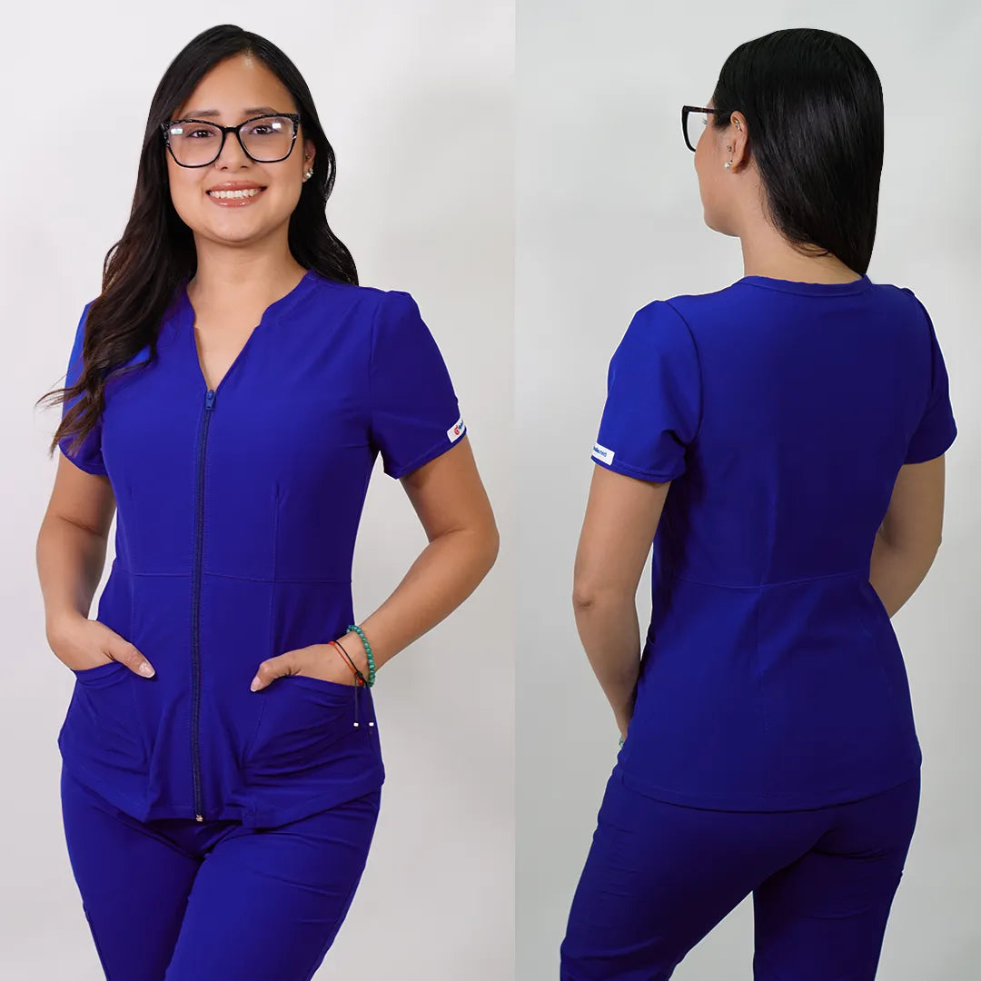 Delantal Mujer anti fluidos Azalea con cierre. Azul Rey - Art. AZALEA-2