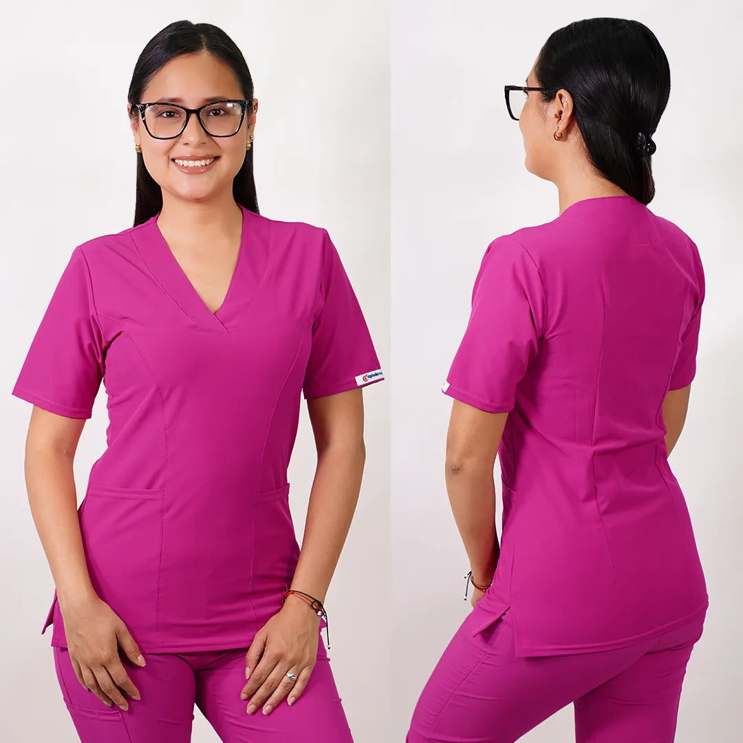 Delantal Mujer tela Anti fluidos. Fucsia - Art. CLASICO-13