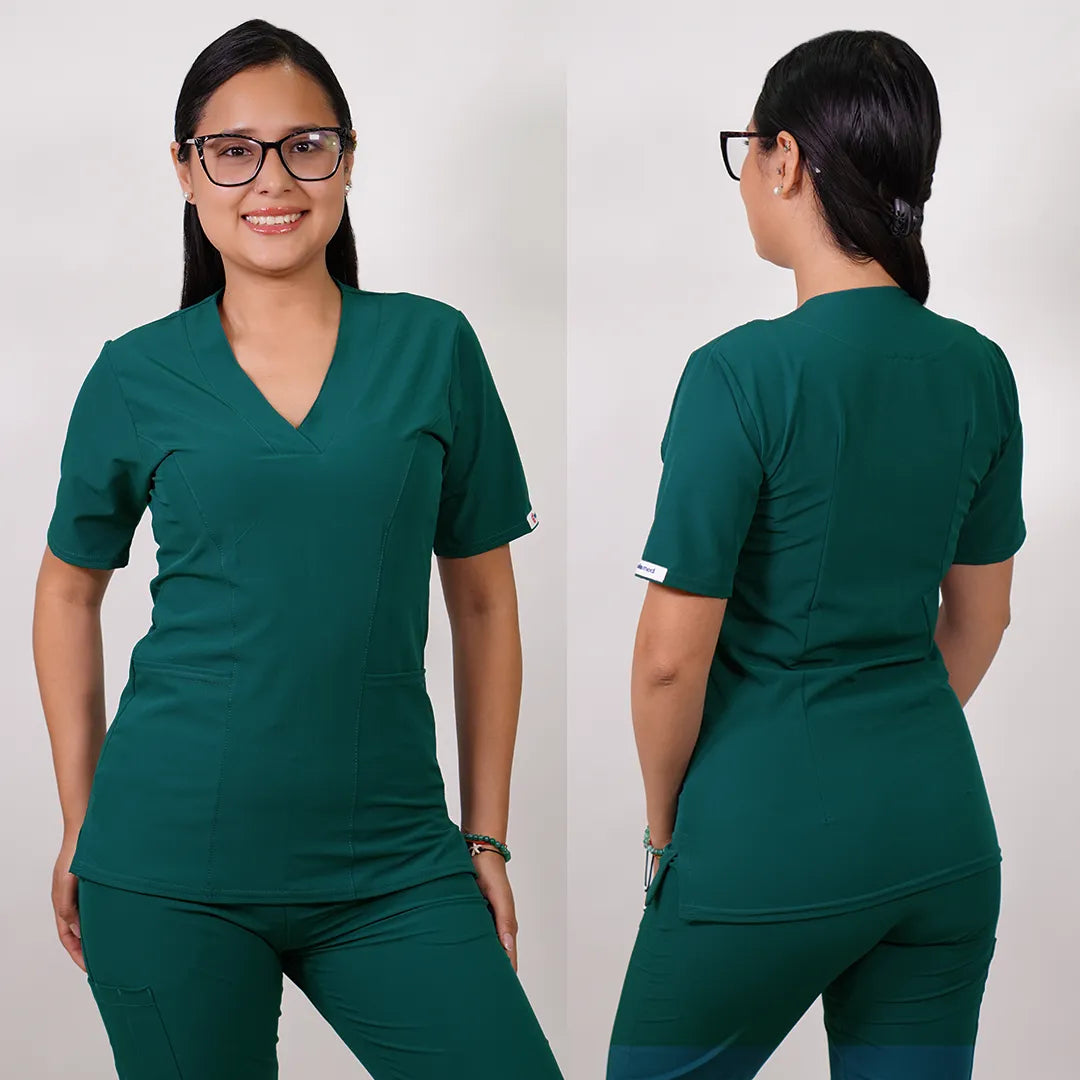 Delantal Mujer tela Anti fluido. Verde Pabellon - Art. CLASICO-20
