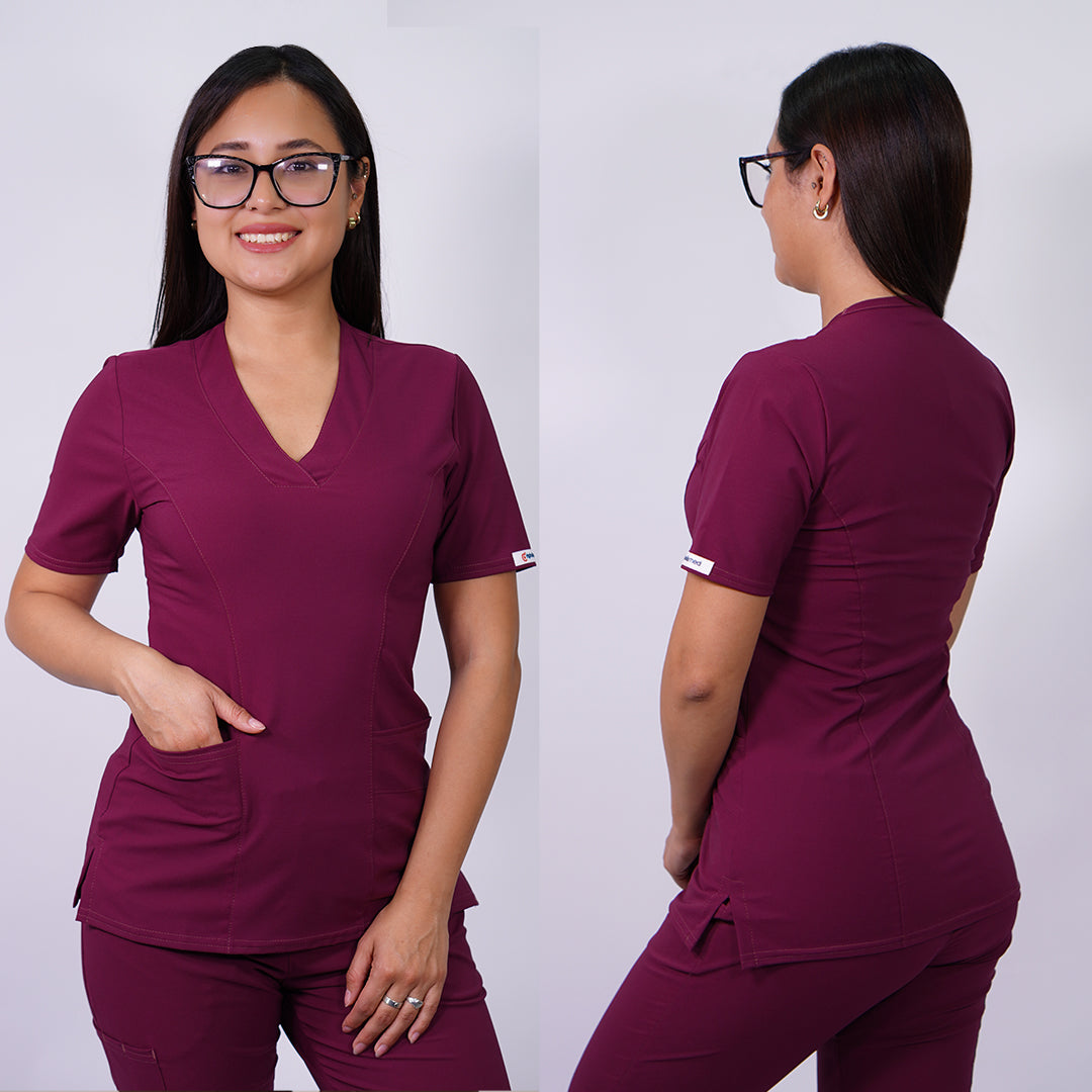 Delantal Mujer tela anti fluidos. Burdeo - Art. CLASICO-23