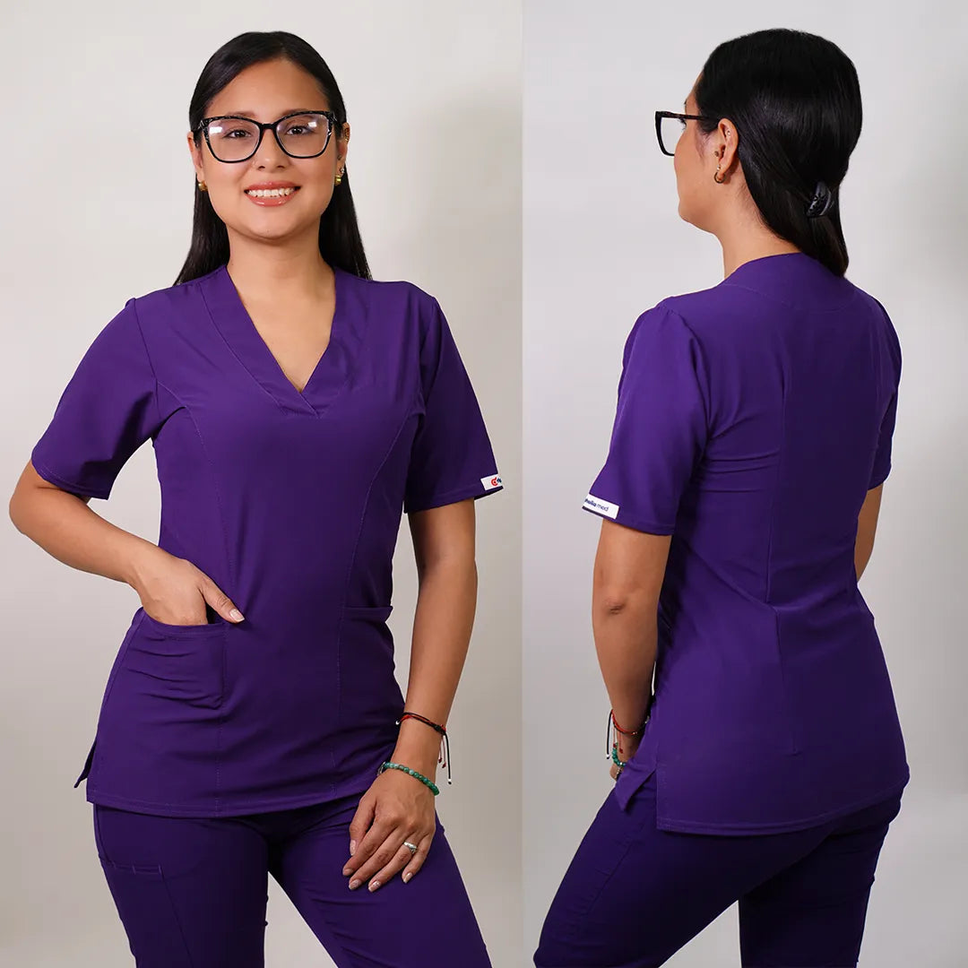 Delantal Mujer tela Anti fluidos. Morado - Art. CLASICO-4-A