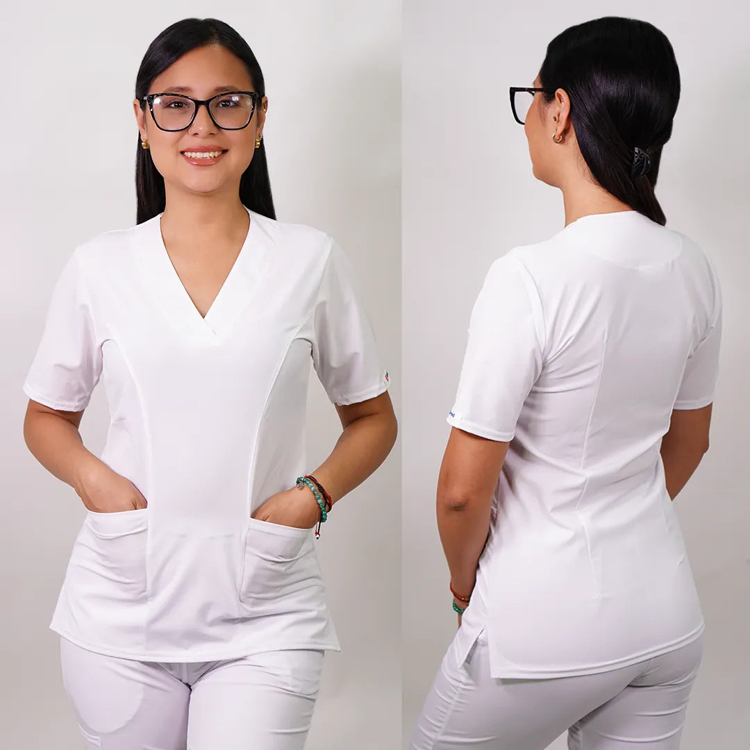 Delantal Mujer tela Anti fluidos. Blanco - Art. CLASICO-7