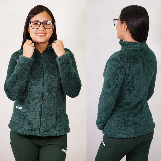 Polerón clínico Corderito - Mujer.   Art. COR-12 - Verde Botella