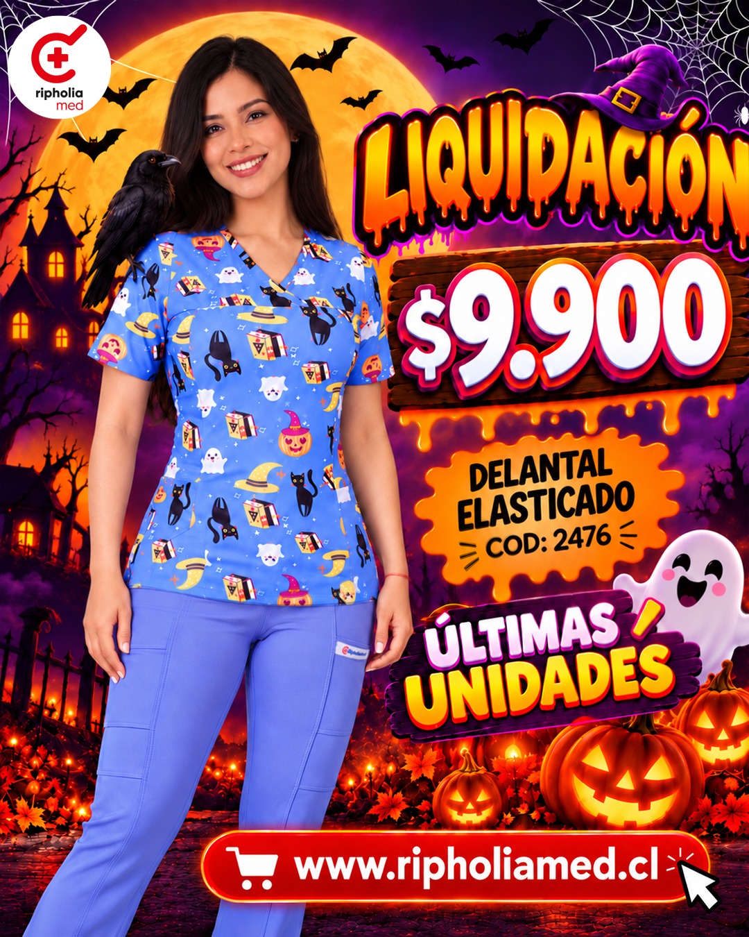Delantal halloween celeste