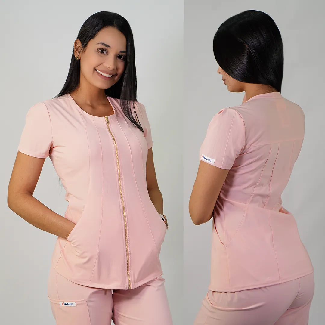 Delantal Anti fluidos Mujer Lirio con cierre. Palo Rosa - Art. LIRIO-16