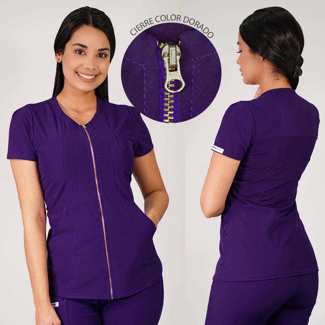 Delantal Anti fluidos Mujer Lirio con cierre. Morado - Art. LIRIO-4-A