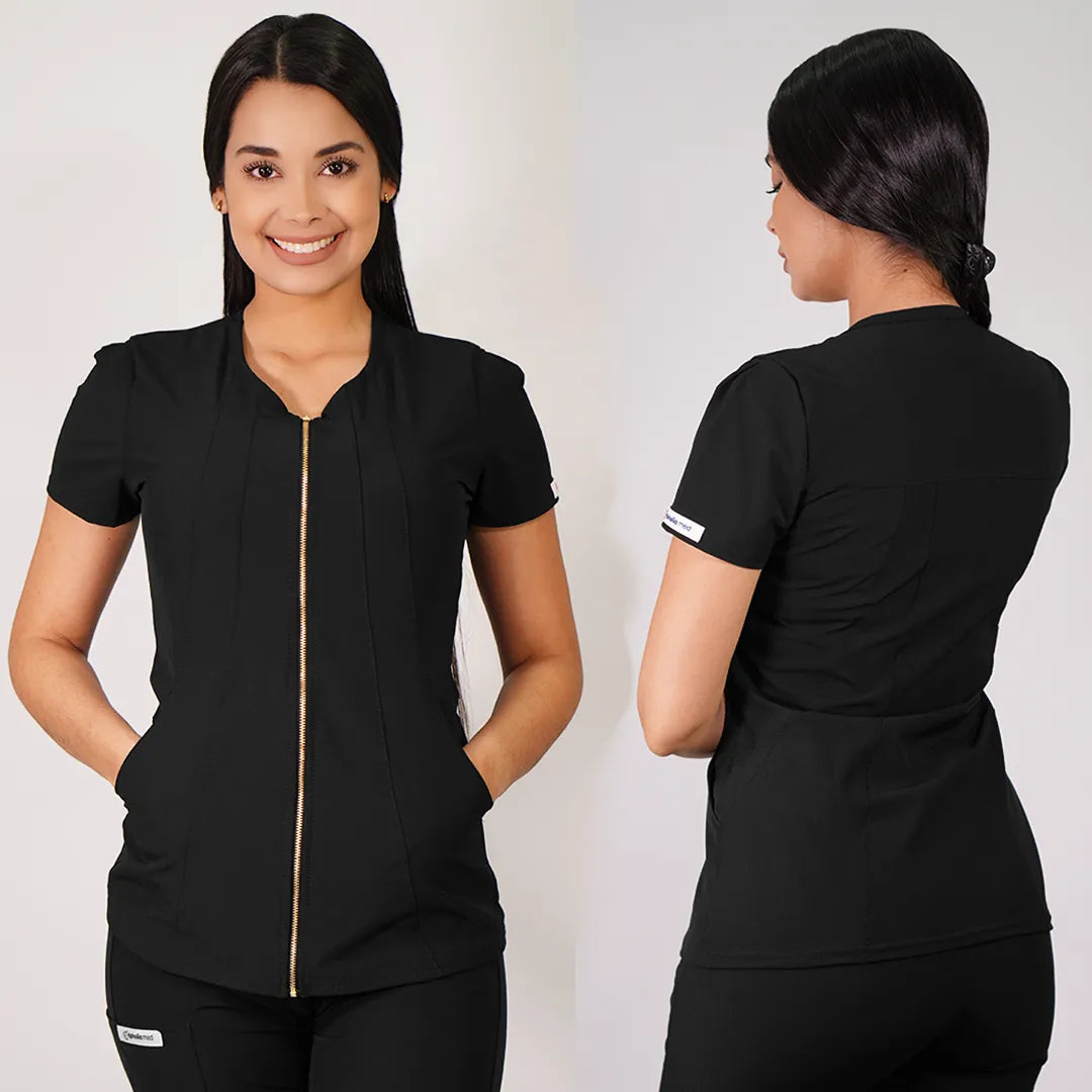 Delantal Anti fluidos Mujer Lirio con cierre. Negro - Art. LIRIO-8